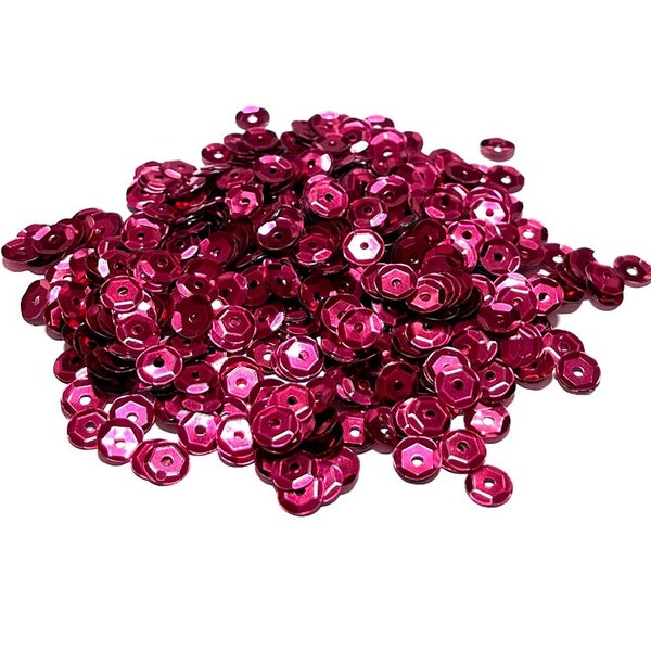 Metallic Rose Red Slightly Cupped Sequins Multiple Sizes Available