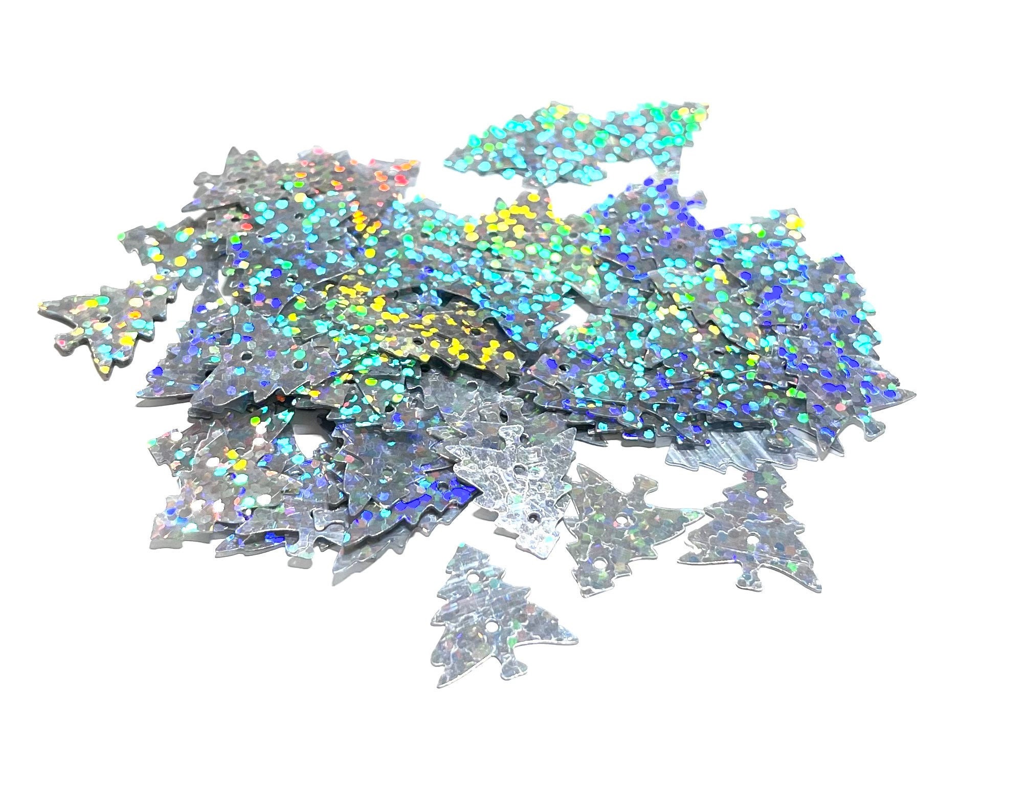 Christmas Tree Sequins White Hologram Chunky Glitter for Resin Epoxy Crafts  