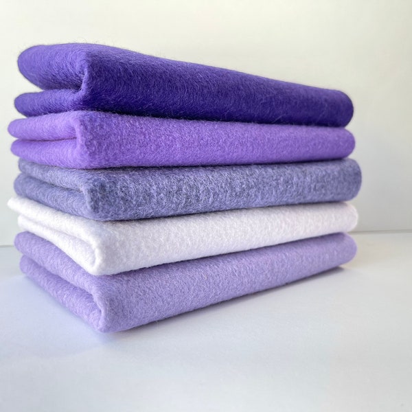 Cool Purples Felt Color Set 9 x 12 Wool Felt