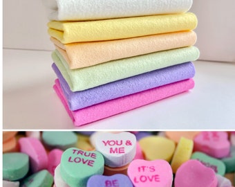 Conversation Heart Felt Color Set 9 x 12 Wool Felt