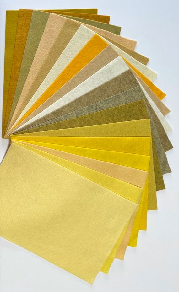 Shades of Yellow Felt Color Set 9 X 12 Wool Blend Felt 18 Sheets 