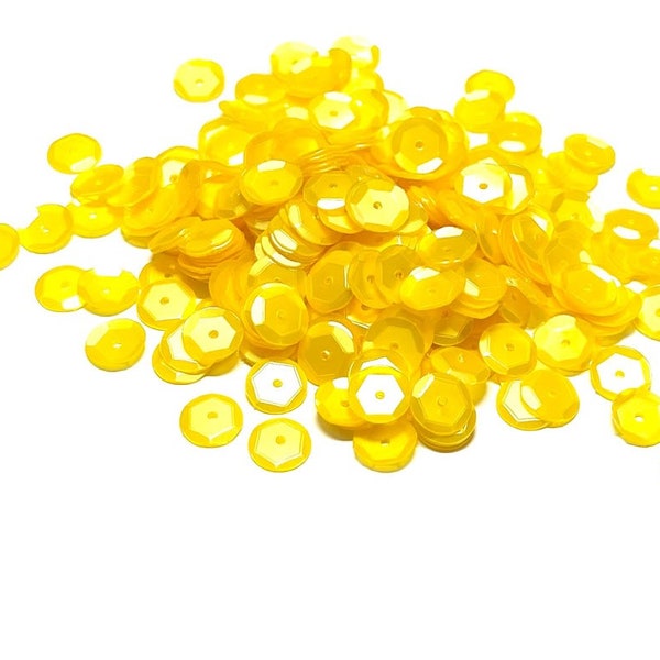 Satin Lemon Yellow Sequins Multiple Sizes Available