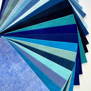 Shades of Blue Felt Color Set 9 x 12 Wool Blend Felt 22 sheets