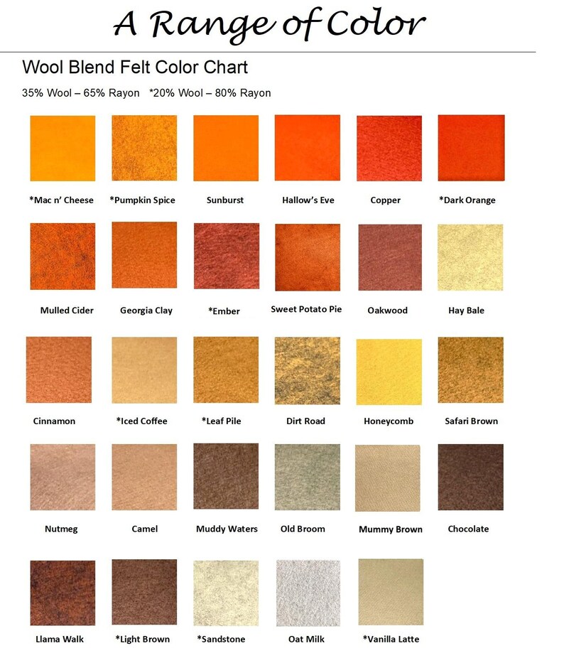 Color Raw Felt Shades of Brown Felt Color Set 9 X 12 Wool Blend Felt 22 Sheets - Etsy