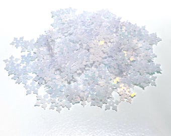 10mm Starflake Snowflake Opalescent White Sequins