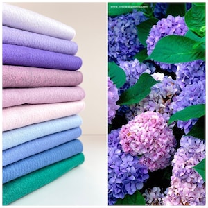 Hydrangeas Felt Color Set Wool Felt 9 x 12