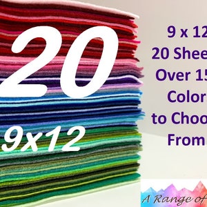 20 Pack of 9x12 Wool Blend Felt Sheets