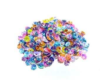 Fully Cupped Crystal Opaque Color Mix Flower Sequins 6mm or 4mm