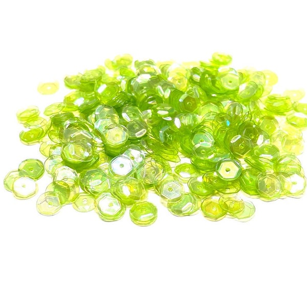 Transparent Iridescent Light Chartreuse Sequins Multiple Sizes Available