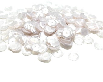 Satin White Sequins Multiple Sizes Available