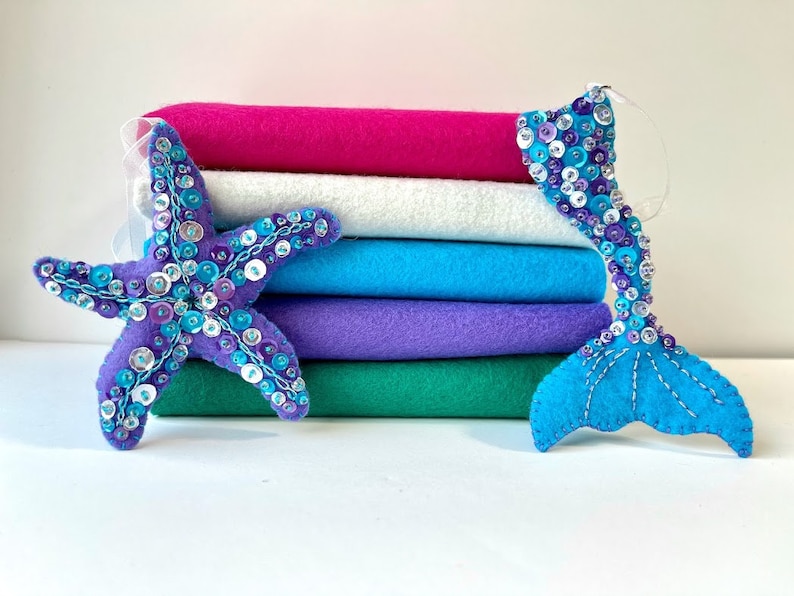 Mermaid Dreams Felt Color Set 9 x 12 Wool Felt