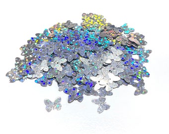 10mm Hologram Silver Butterfly Sequins