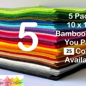 5 Pack 10 x 11 Bamboo Felt Sheets You Choose CLEARANCE