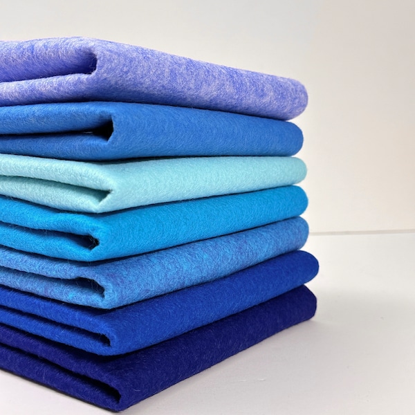 Bright Blues Felt Color Set 9 x 12 Wool Felt