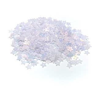 5mm White Opalescent Star Sequins