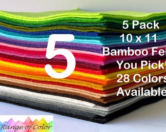 5 Pack 10 x 11 Bamboo Felt Sheets You Choose