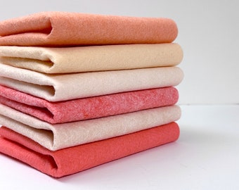 Fresh Peach Felt Color Set 9 x 12 Wool Felt