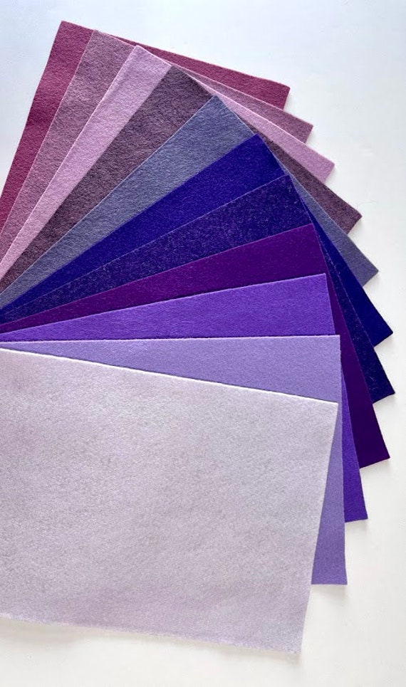 Shades of Purple Felt Color Set 9 x 12 Wool Blend Felt