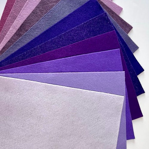 Shades of Purple Felt Color Set 9 x 12 Wool Blend Felt 11 Sheets