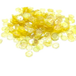 Transparent Iridescent Light Lemon Yellow Sequins Multiple Sizes Available