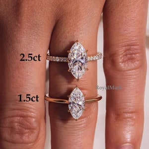Marquise Cut 1.5ct - 2.5ct Moissanite Hidden Halo Engagement Ring / 14k Gold Pave Wedding Ring / Promise / Bridal Ring / Anniversary Gift /
