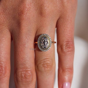 1.5ct Oval Cut Moissanite Halo Engagement Ring Vintage Solitaire Wedding Ring Art Deco Solid Gold Ring Anniversary Gift Antique Jewelry