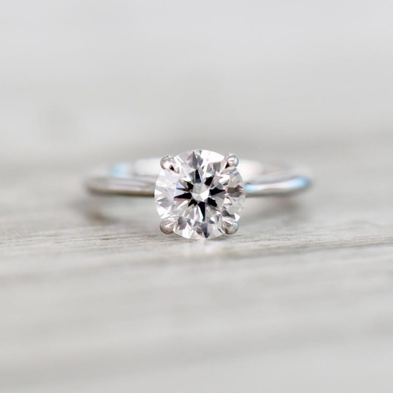 4 Prongs Ring Wedding Promise Moissanite Ring Solitaire Round 1.25CT Moissanite Ring Classic Style Ring 14k White Gold Engagement Ring