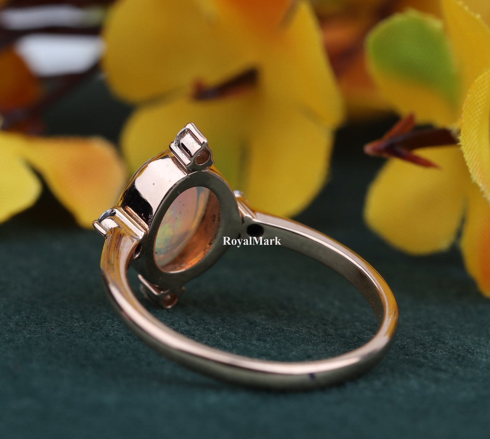 Rose Gold IP Teardrop Opal Navel Ring – 14g Surgical Steel Belly Button Jewelry