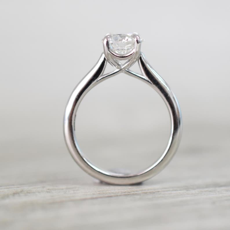 4 Prongs Ring Wedding Promise Moissanite Ring Solitaire Round 1.25CT Moissanite Ring Classic Style Ring 14k White Gold Engagement Ring