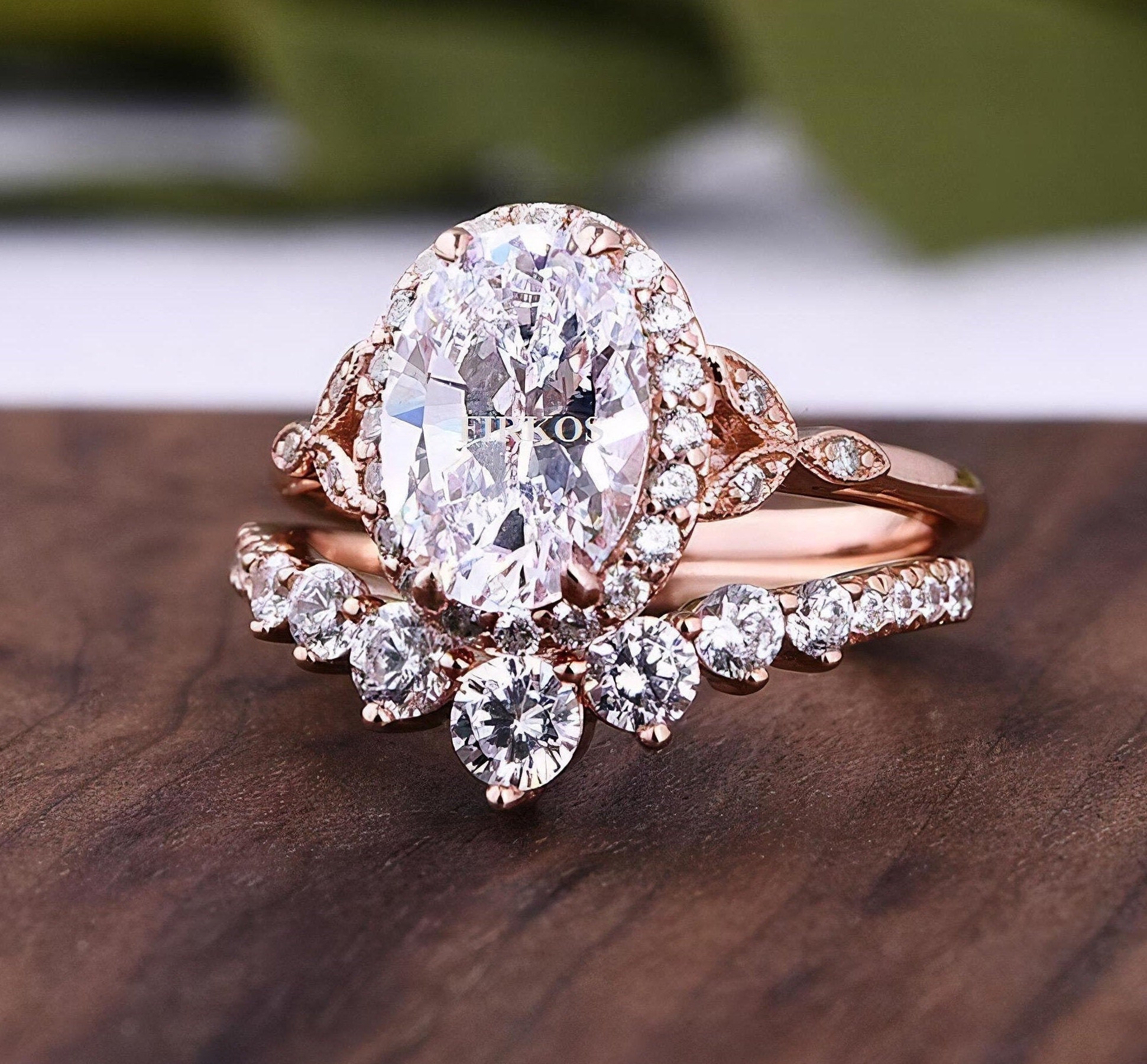 2.75TW Oval Shaped Diamond Wedding Ring Setvintage Unique | Etsy