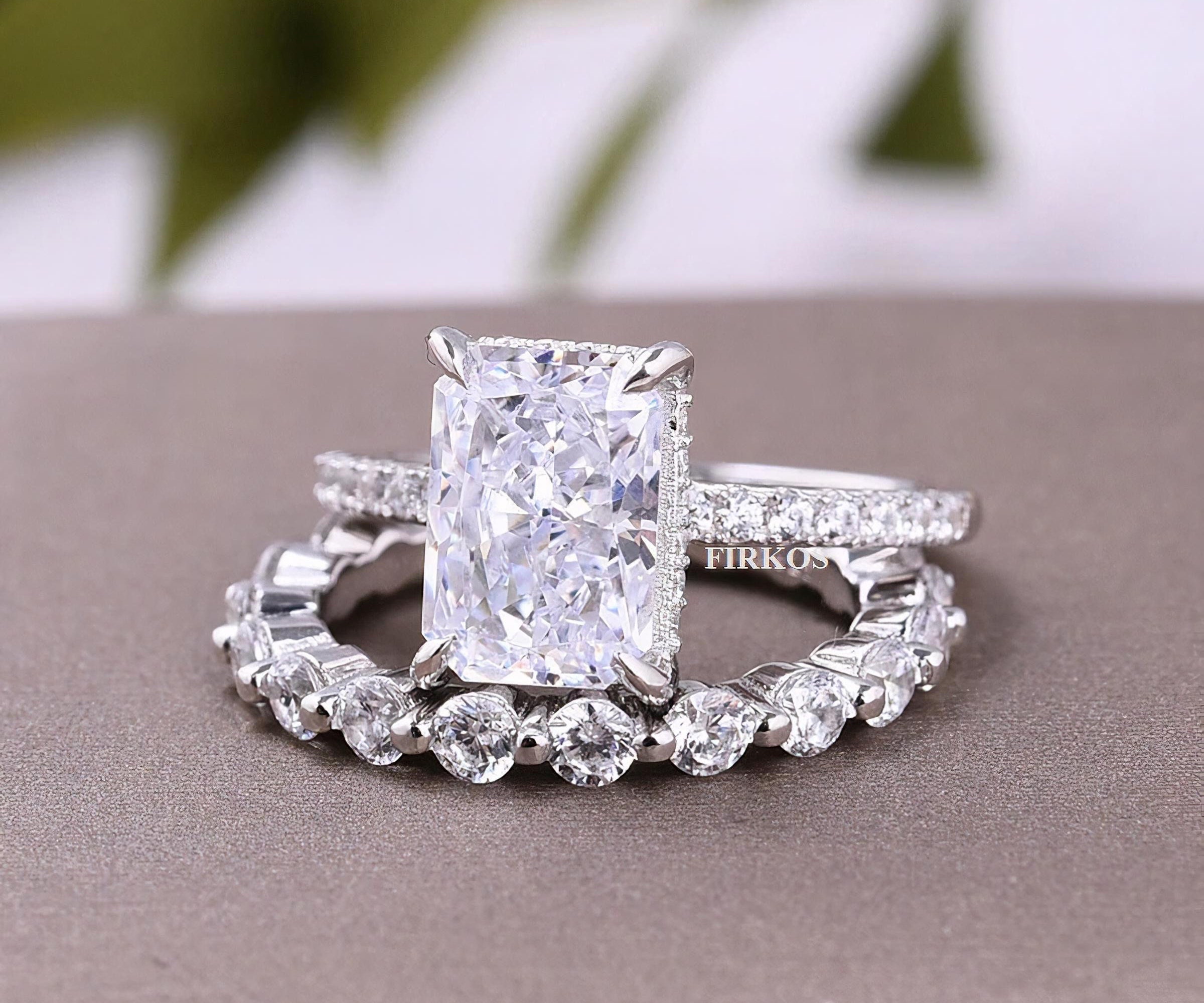 3.09CTW Radiant Cut Diamond Wedding Ring Set Radiant Bridal - Etsy