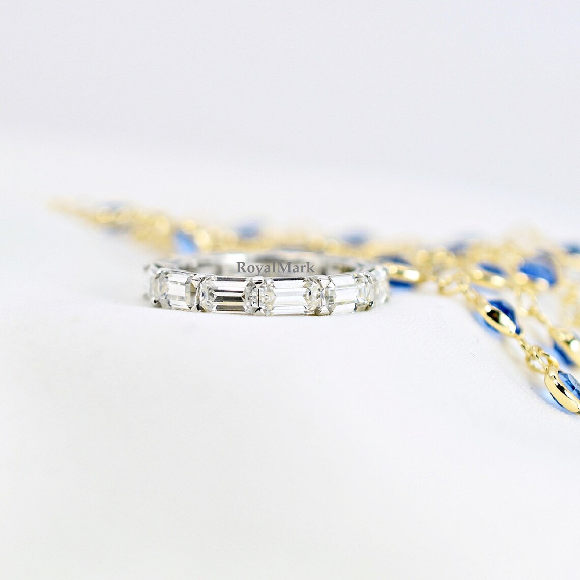 14K Gold Eternity Ring Emerald Cut Full Eternity Band 4 Carat Etsy