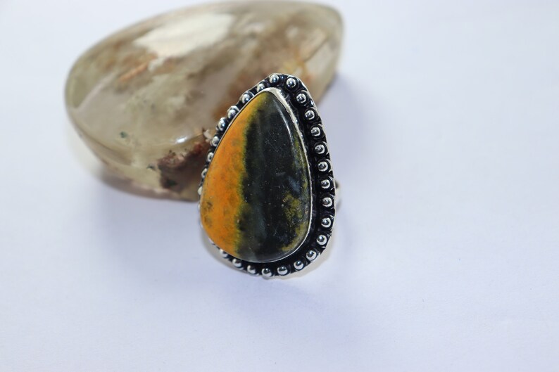 Beautiful Bumblebee gemstone handmade silver plated ring