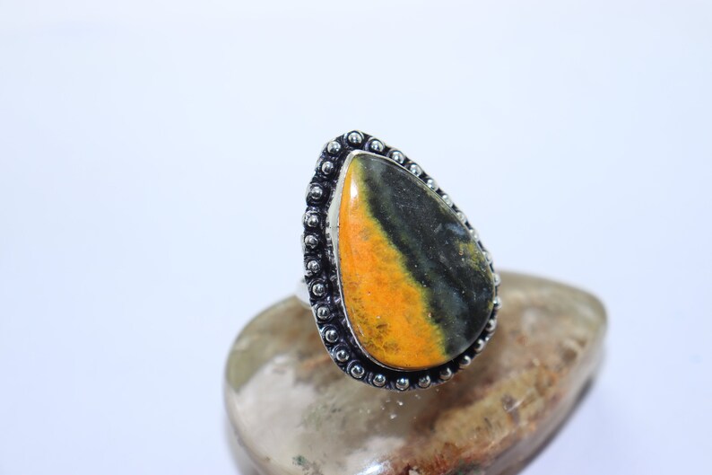 Beautiful Bumblebee gemstone handmade silver plated ring