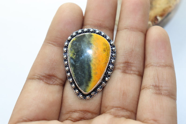 Beautiful Bumblebee gemstone handmade silver plated ring
