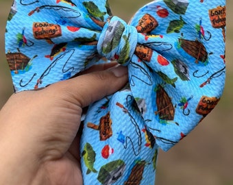 Gone fishing baby headwrap • Fishing blue baby headband