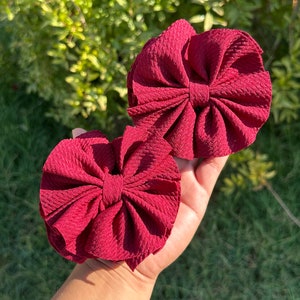 SOLID SHREDDED HAIRBOWS-shredded hair bow piggies,Big Bow, Piggies, yellow Piggies, Shredded Piggies,