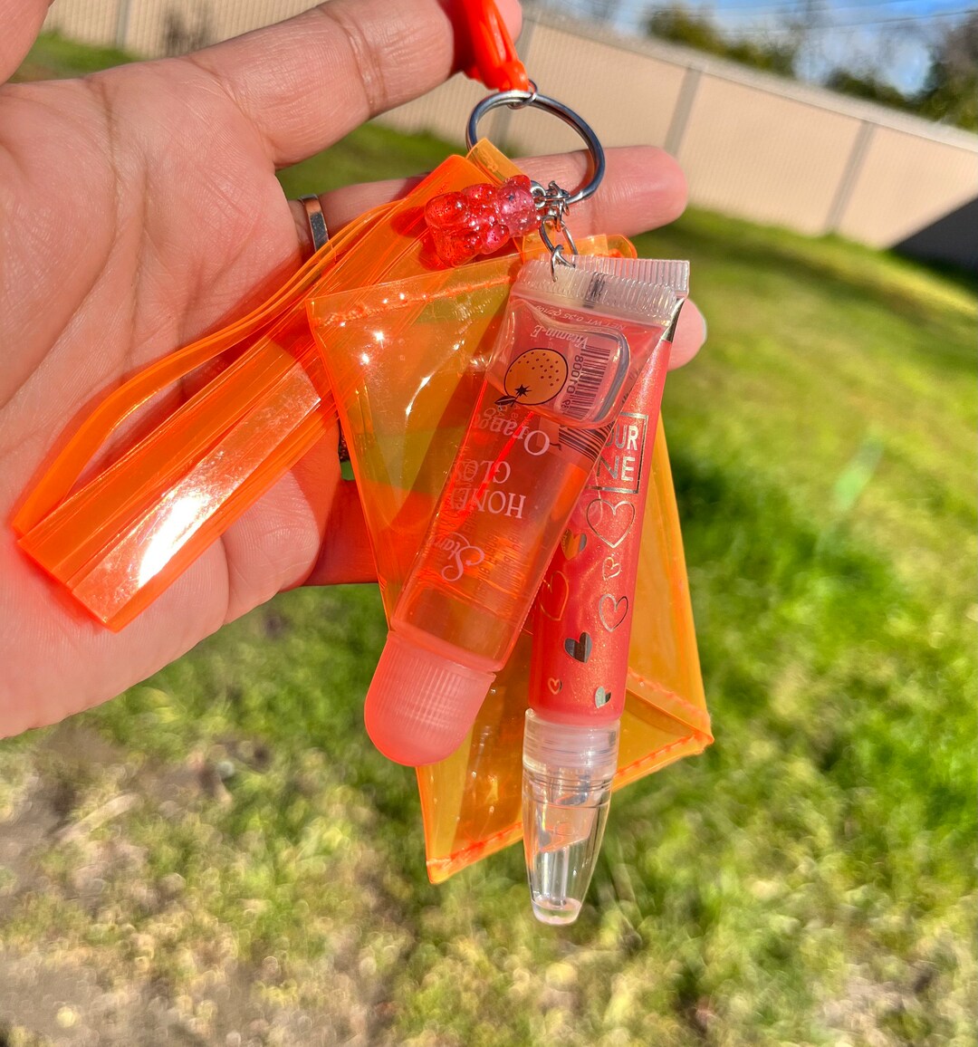 Orange Lipgloss Keychain , Orange Wallet Lipgloss Keychain Etsy