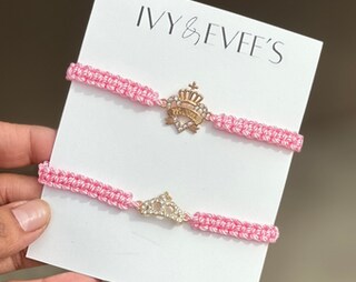 Braccialetti Coordinati Mamma E Figlia – Intrecciati A Mano In Pietra Zebrata Rosa Naturale, Regolabili, Con Biglietto Significativo