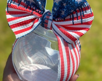 Fourth  of July flag drip headwrap • Baby flag headband