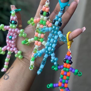 Handmade Pony Bead Lizard Keychain | 90s Nostalgia Backpack Charm
