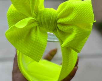 Bandeau bébé néon citron vert • turban néon désordonné solide