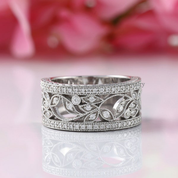 Antique Mens Wide Filigree Band