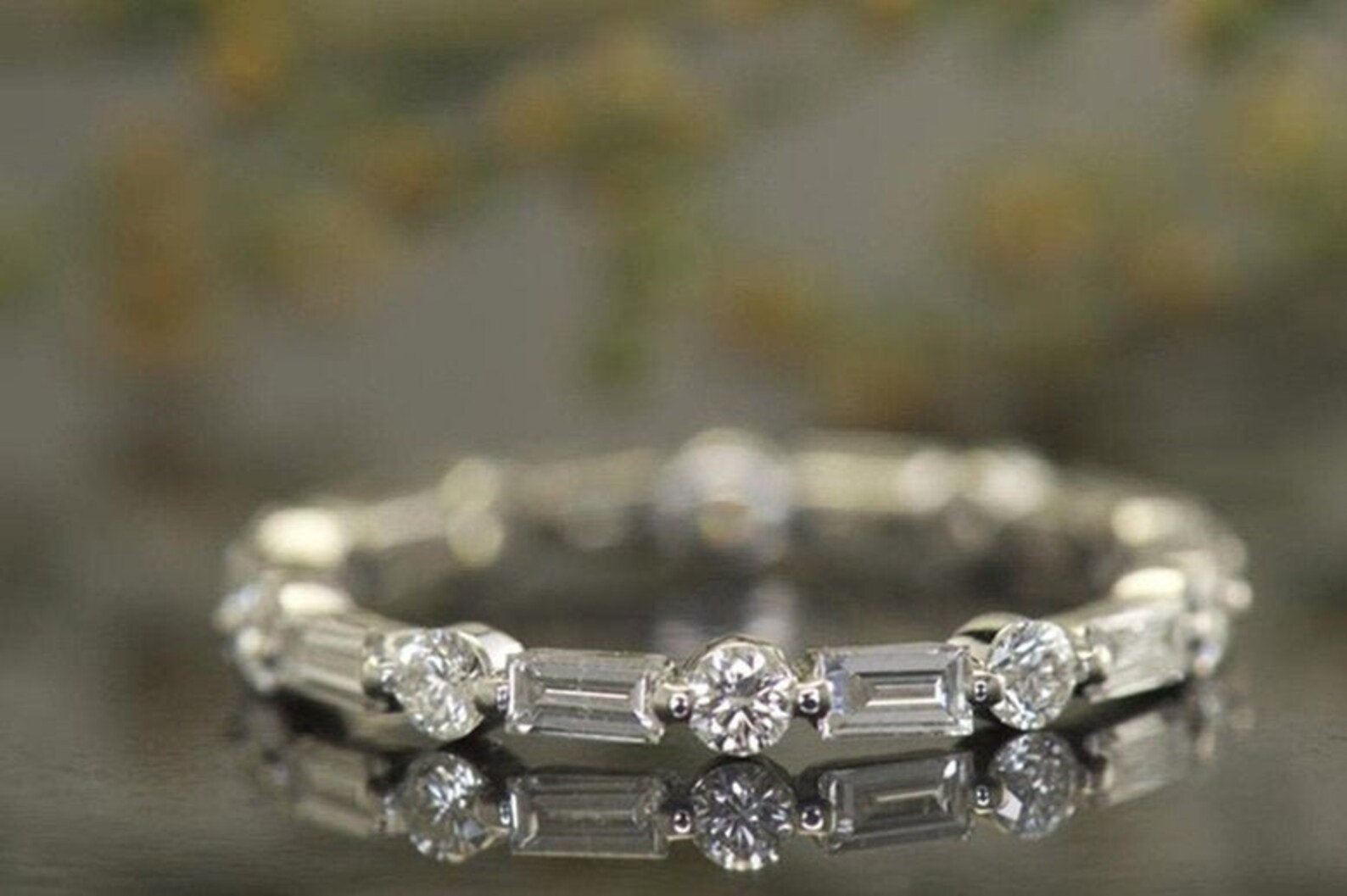 Dot Dash Diamond Eternity Band Round & Baguette Cut Diamond | Etsy