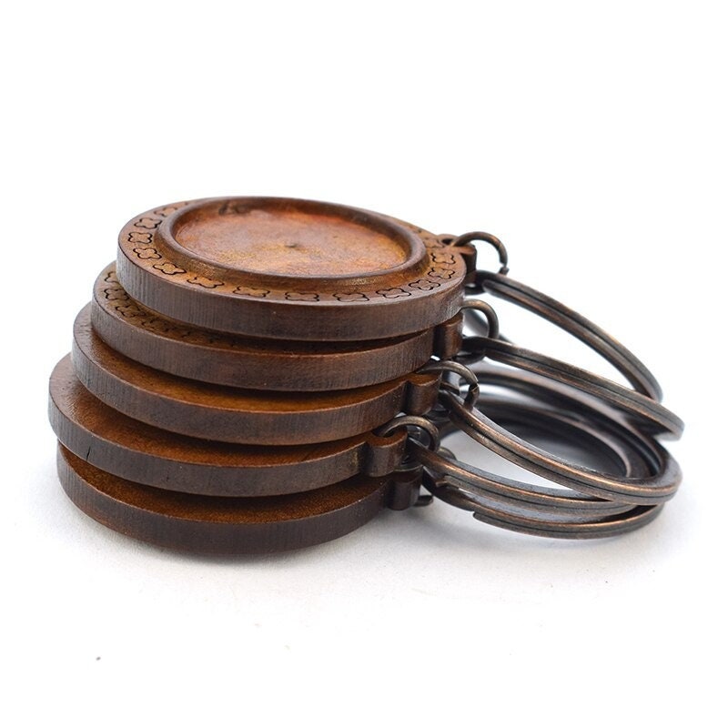 10PCS/lot Handmade Wood Keychain Base Blank Keyring Key Chain Etsy