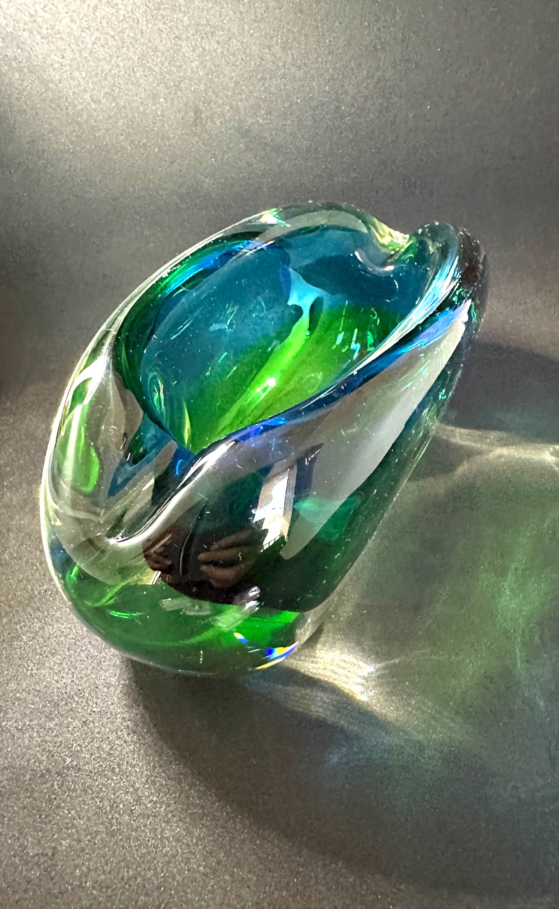 Large blue green glass bowl - Etsy 日本