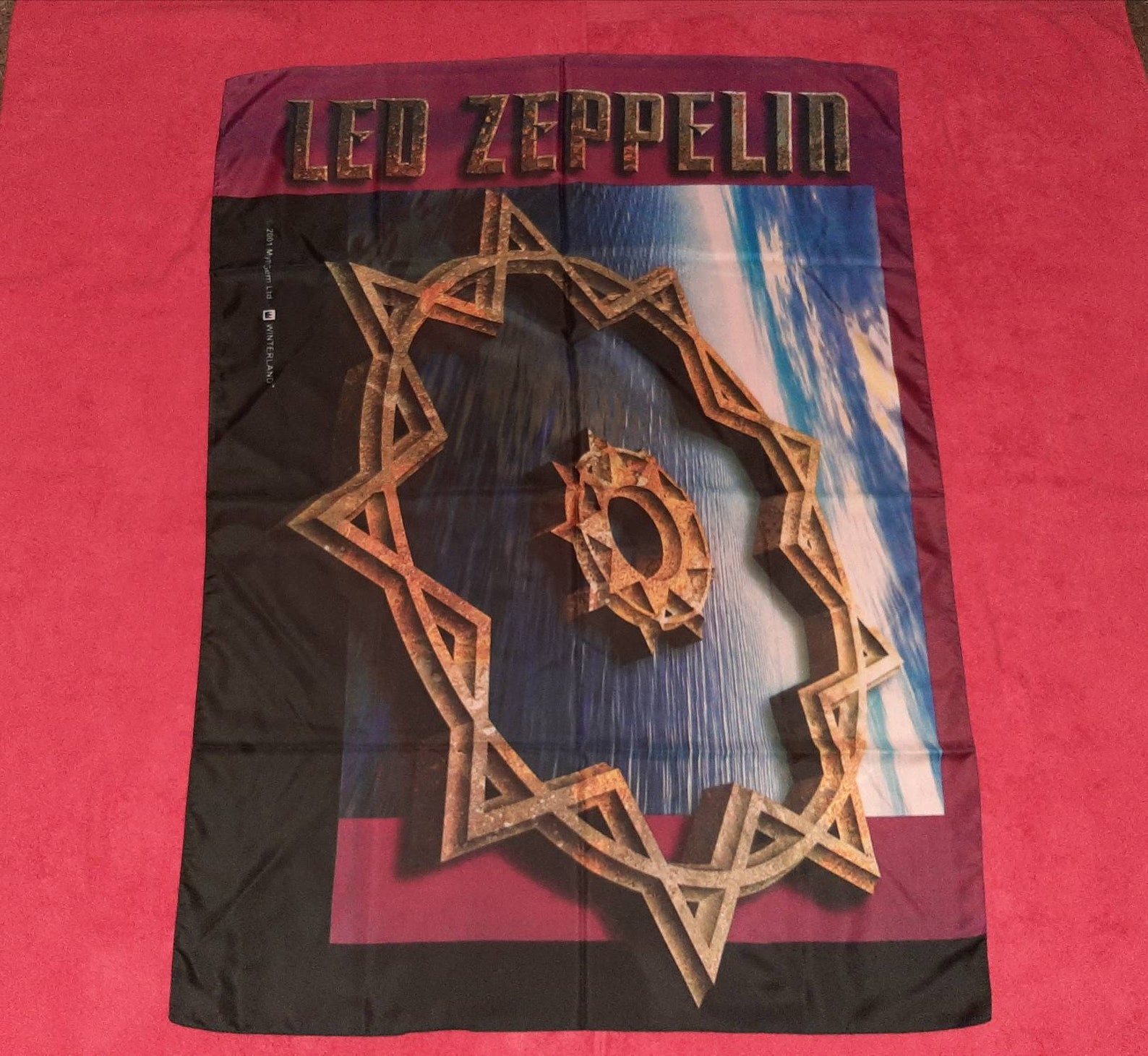 2001 Led Zeppelin Poster Flag Rock And Roll Queen Rolling Etsy