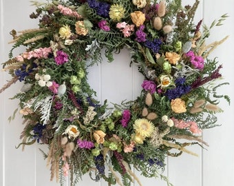 Handmade natural dried flower wreath MADE TO ORDER 30/40/50cm in diameter. Wall or door decoration.Natural product custom made to order.