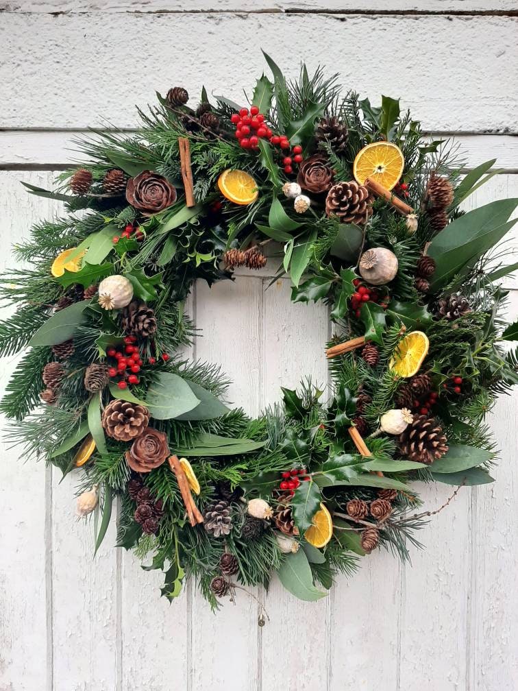 Handmade Christmas Wreath Fresh Evergreen Branches and Etsy UK