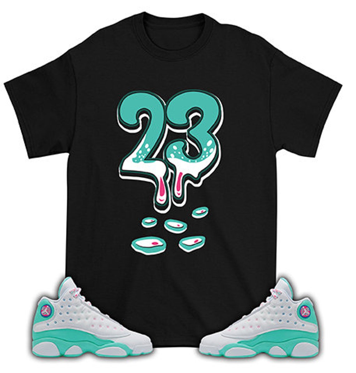Shirt Match Air Jordan 13 Aurora Green Drip Number 23 Unisex | Etsy